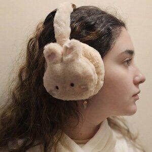 Plush Bunny Winter Ear Warmers, Beige